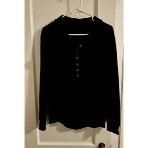 Women's Black Long Sleeve Sweater with Gold Buttons / Women's Small Sweater